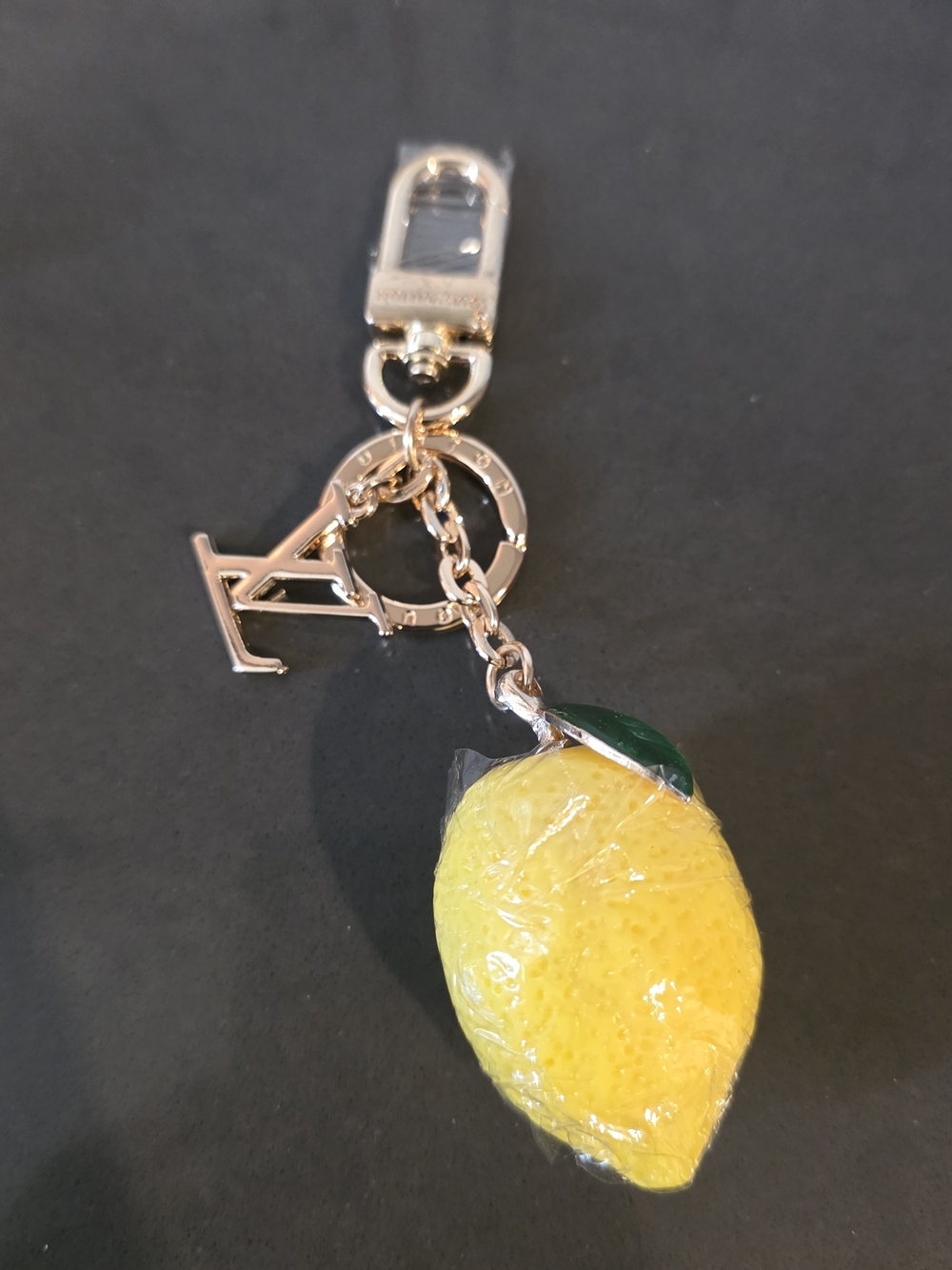 Gold-tone Keychain with Lemon Charm